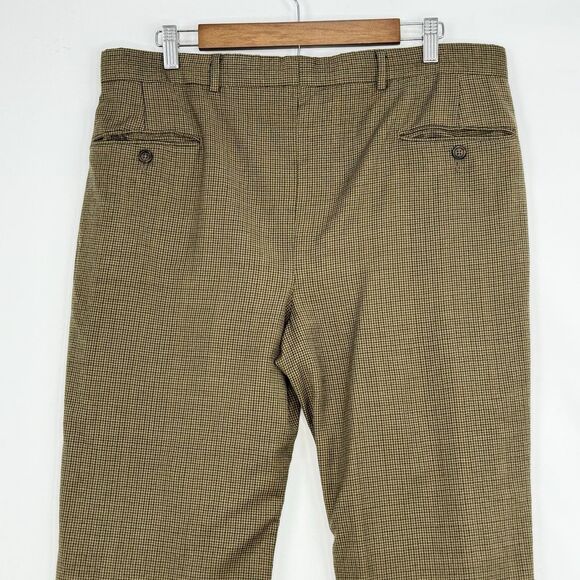 Paul Frederick Men’s 35x30 Brown Pleated Dress Pants Cuffed 100% Wool - Picture 4 of 16